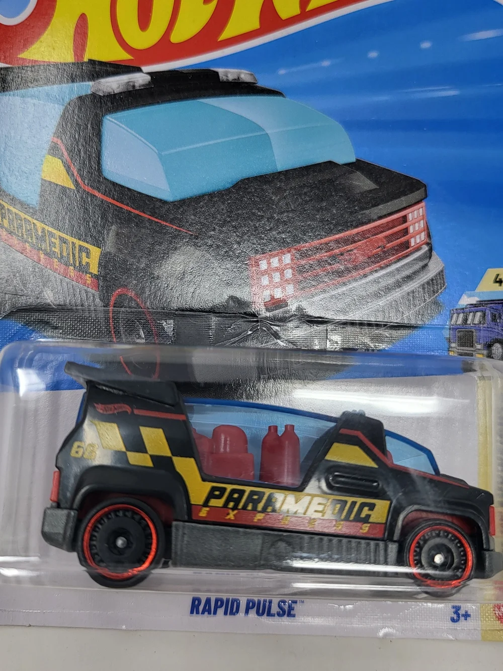 Hot Wheels Paramedic Rescue Van - Black with Yellow & Red Accents